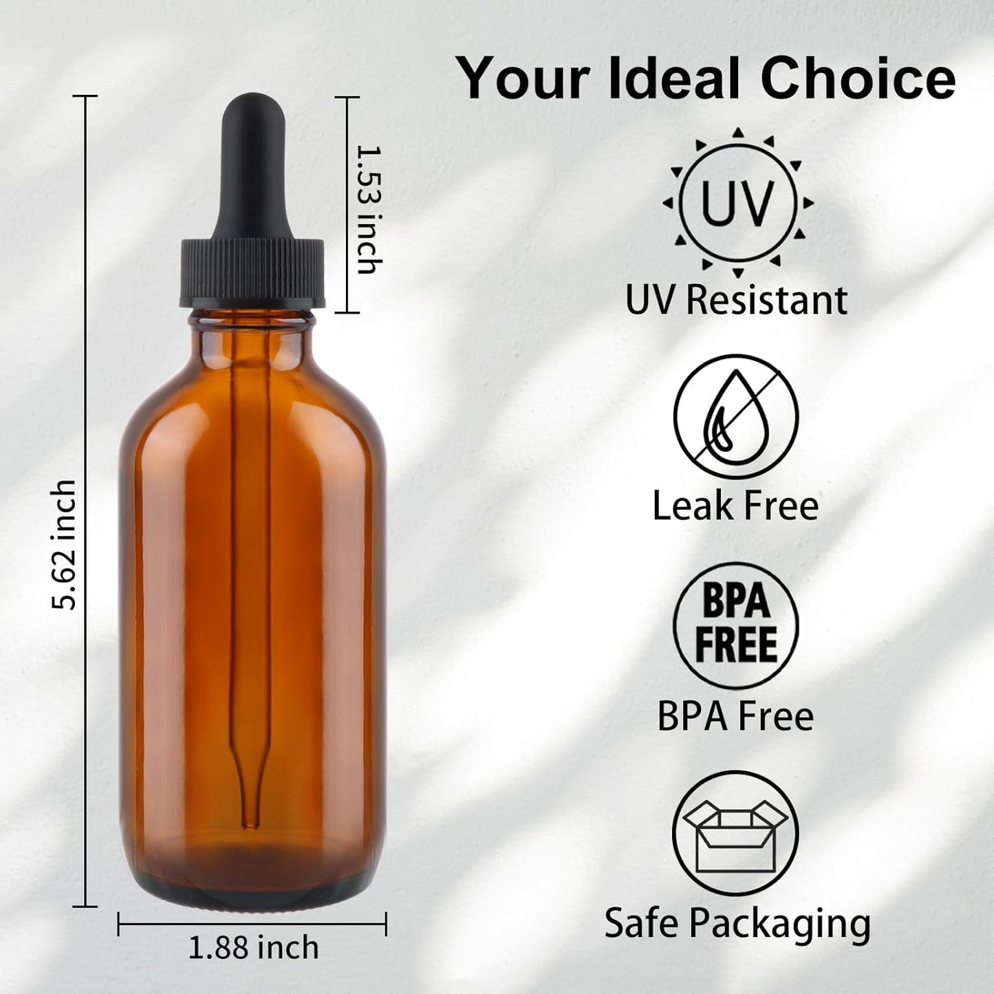 42 Pack 4oz Amber Glass Bottles with Glass Eye Droppers for Essential Oils, Perfumes & Lab Chemicals (Brush, Funnels, 3 Extra Droppers, 48 Pieces Labels & 30ml Measuring Cup Included)