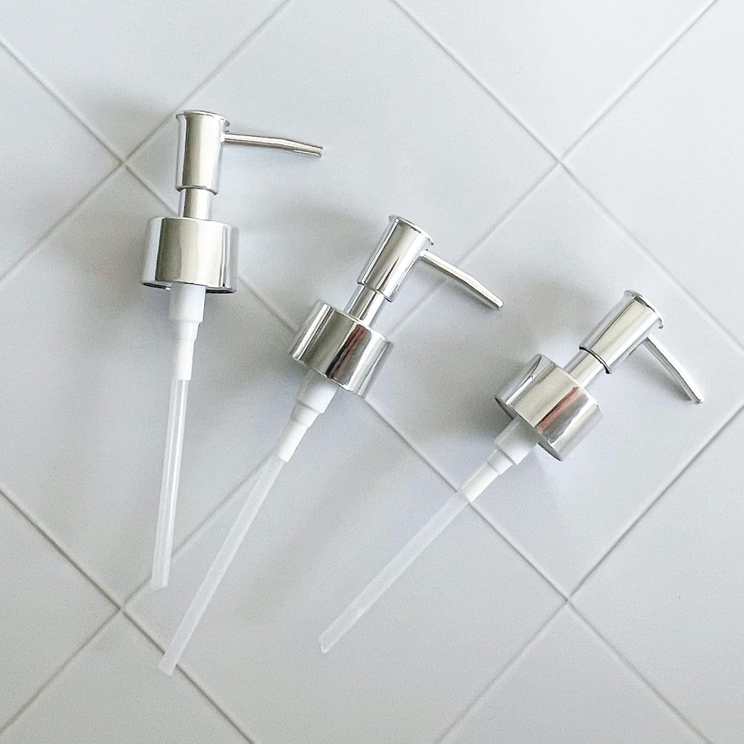 10 Pump Head Replacement for Soap Dispenser, 28/400 Threads Standard Size, for Bathroom and Kitchen (Clear Silver)