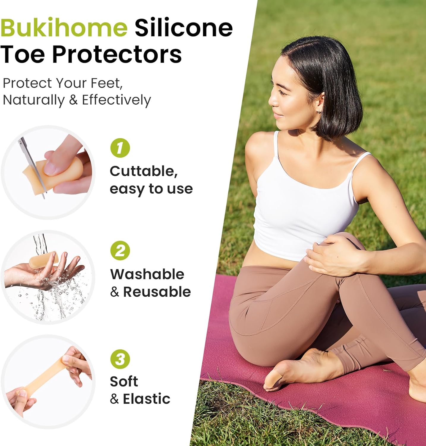 Bukihome 8 Pcs Gel Toe Cap, Pinky Toe Protector for Women Men - Cushions and Protects to Cover Toes, Relief Toe Pain from Ingrown Toenails, Corns, Blisters, Hammer Toes (Small Size)