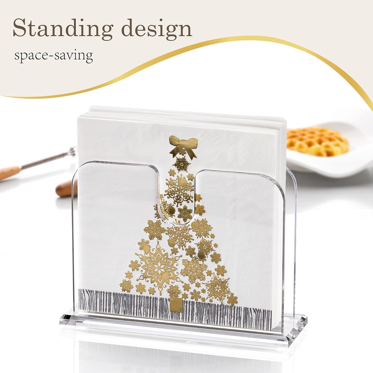 DINGHUO Napkin Holder for Table, Standing Clear Acrylic Luncheon Napkin Holder, Great for Kitchen, Dinner, Restaurant, Home Decor - 1 Pack