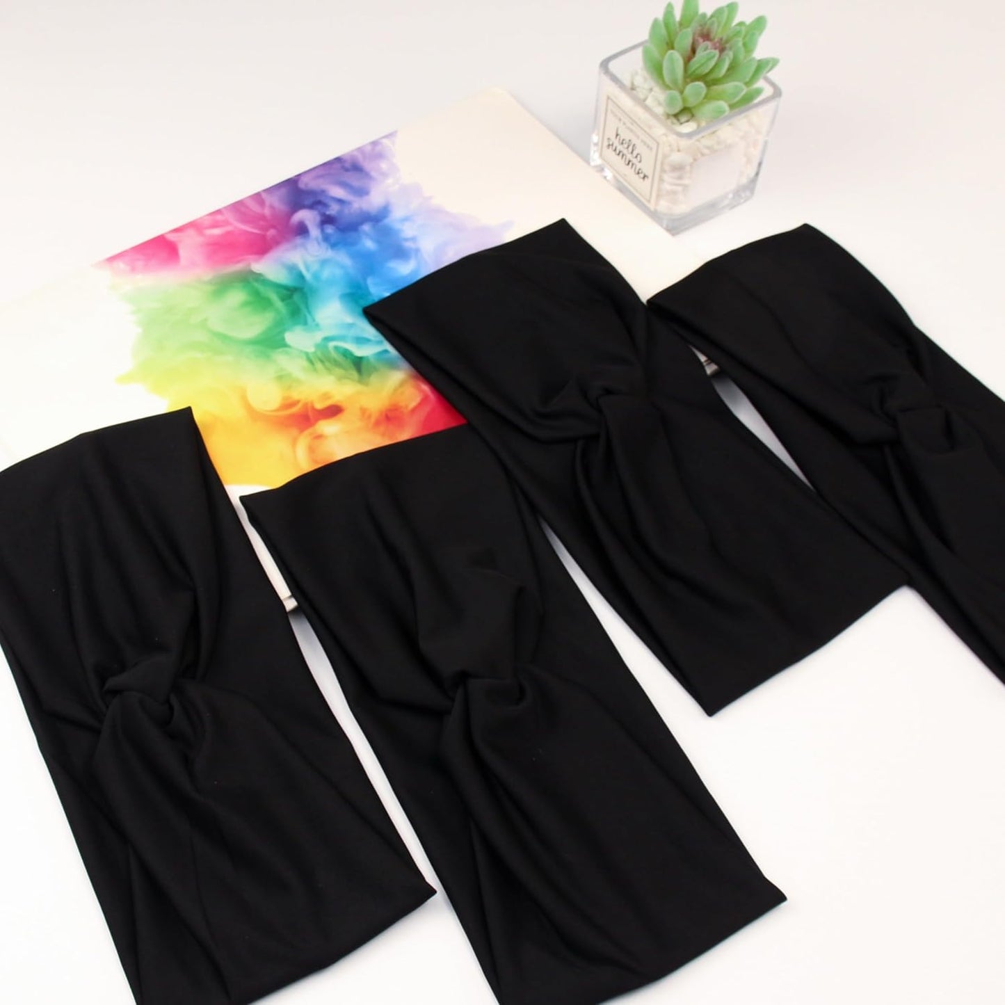 Yeshan Black Headbands for Women No slip Wide Stretchy Headbands Twist Knotted Headbands Yoga Workout Sport Hair bands,Pack of 12