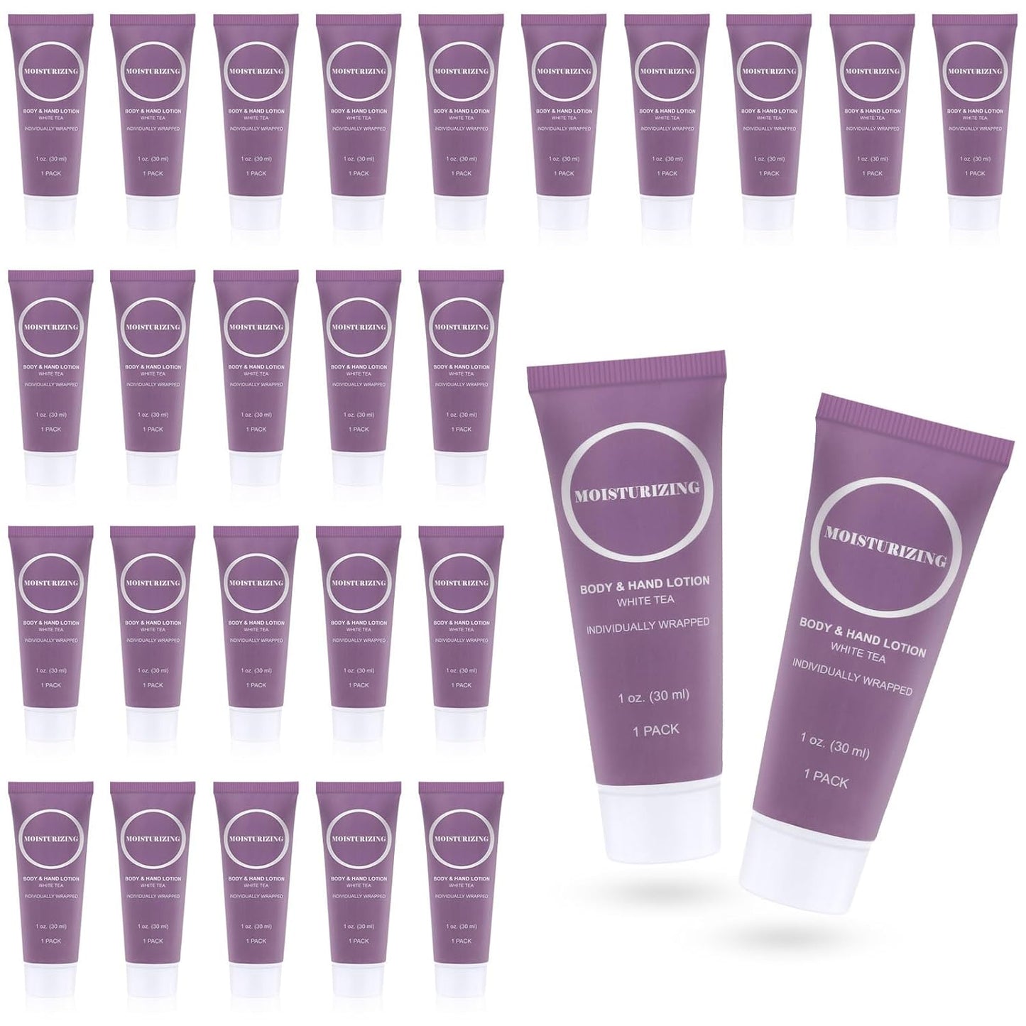 Travel Size Body Lotion, Small Hand Cream Lotion Bulk, Nourishing Extra Dry Skin Individually Wrapped Mini Bottle Shower Moisturizer Lotion Toiletries for Travel Hotel Homeless 1 oz (Pack of 100)