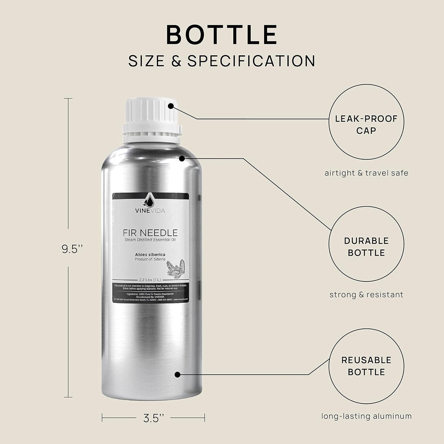 VINEVIDA Fir Needle Essential Oil 32 oz - Undiluted Candle Scent DIY Scents for Candlemaking Bulk Soap Making Safe Skin 946.36 milliliters 40.96 Ounces