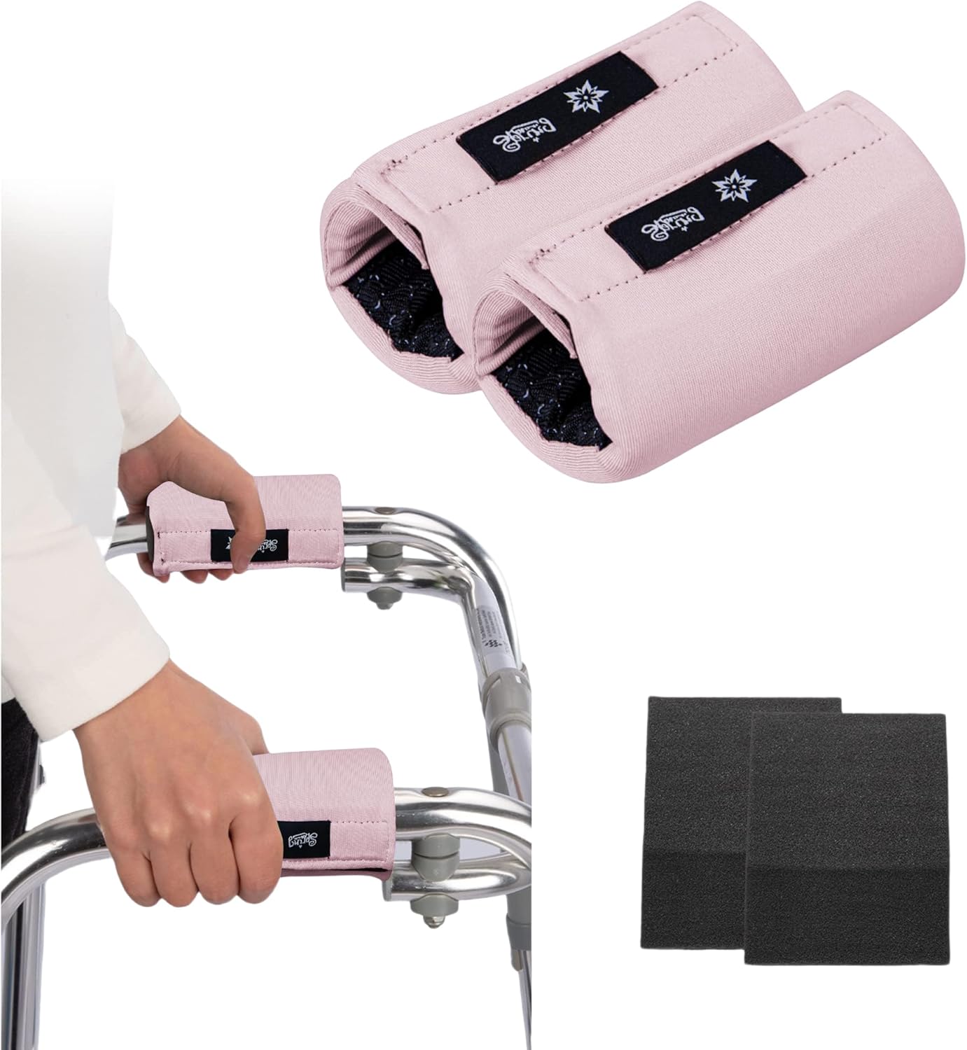 Universal Walker Padded Covers Non-Slip Cushion Foam for Folding Wheelchair Rollator Walker Grips Padded Hand Covers 2-Pack Walker Pads for Hands Pink