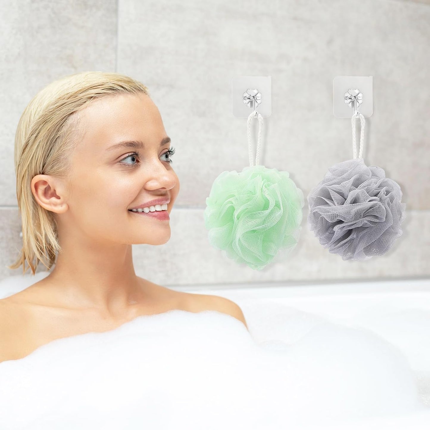 8 Small Mesh Pouf Bath Sponge - Mesh Loofah Body Exfoliating Shower Ball Shower Sponge