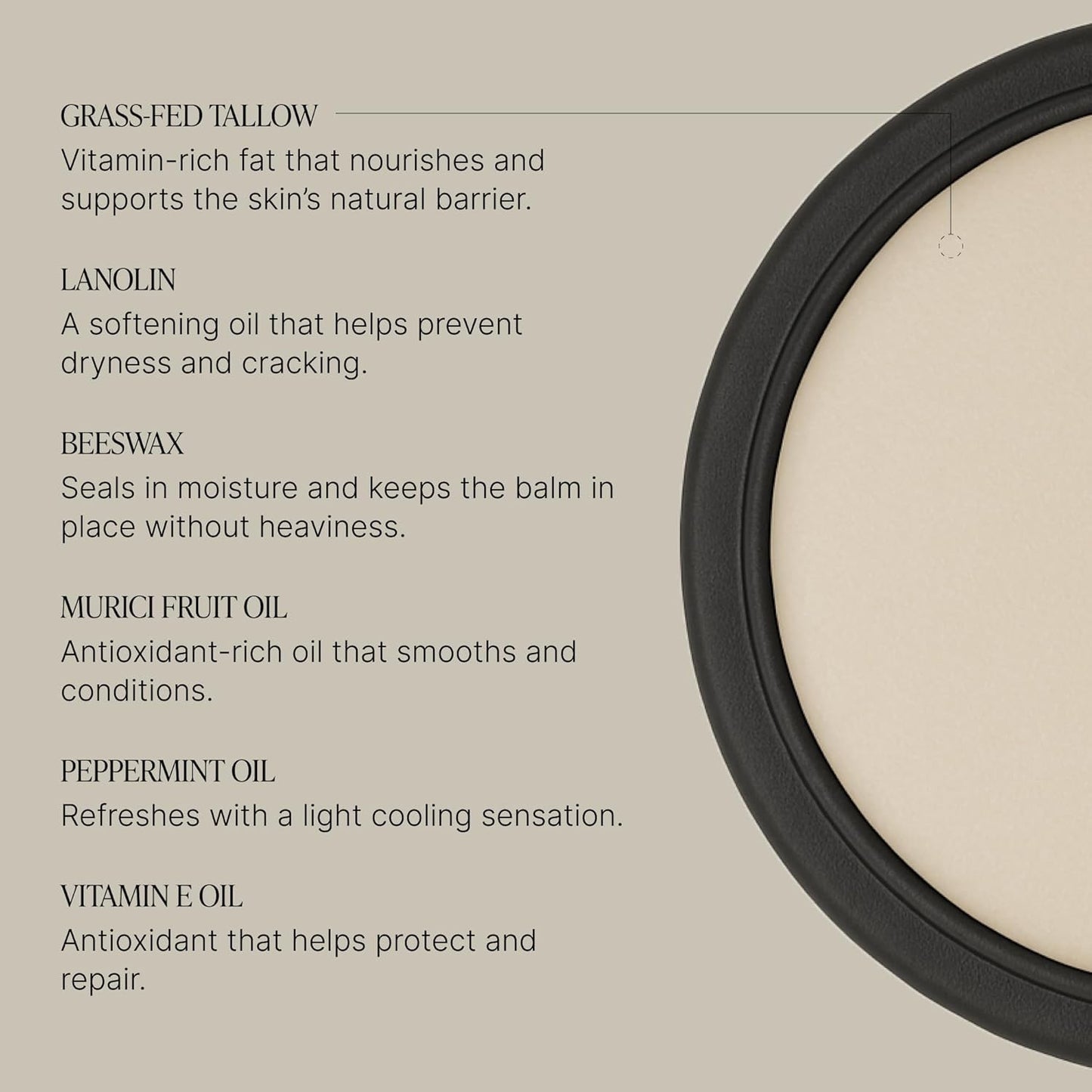 Peppermint Grass-Fed Tallow Lip Balm, Lip Sleeping Mask, Overnight Moisturizer, Natural & Clean Moisturizing Lip Balm w/Vitamins A, D, E, & K, Nourishes & Smooths Texture, Dry & Chapped Lips