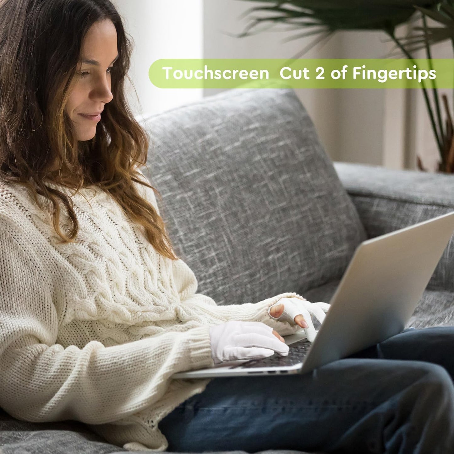 4 Pairs Cotton Moisturizing Gloves Touchscreen - 100% White Cotton Gloves for Dry Hands Eczema Sleeping Overnight Lotion Spa Treatment - Moisturizing Night Gloves