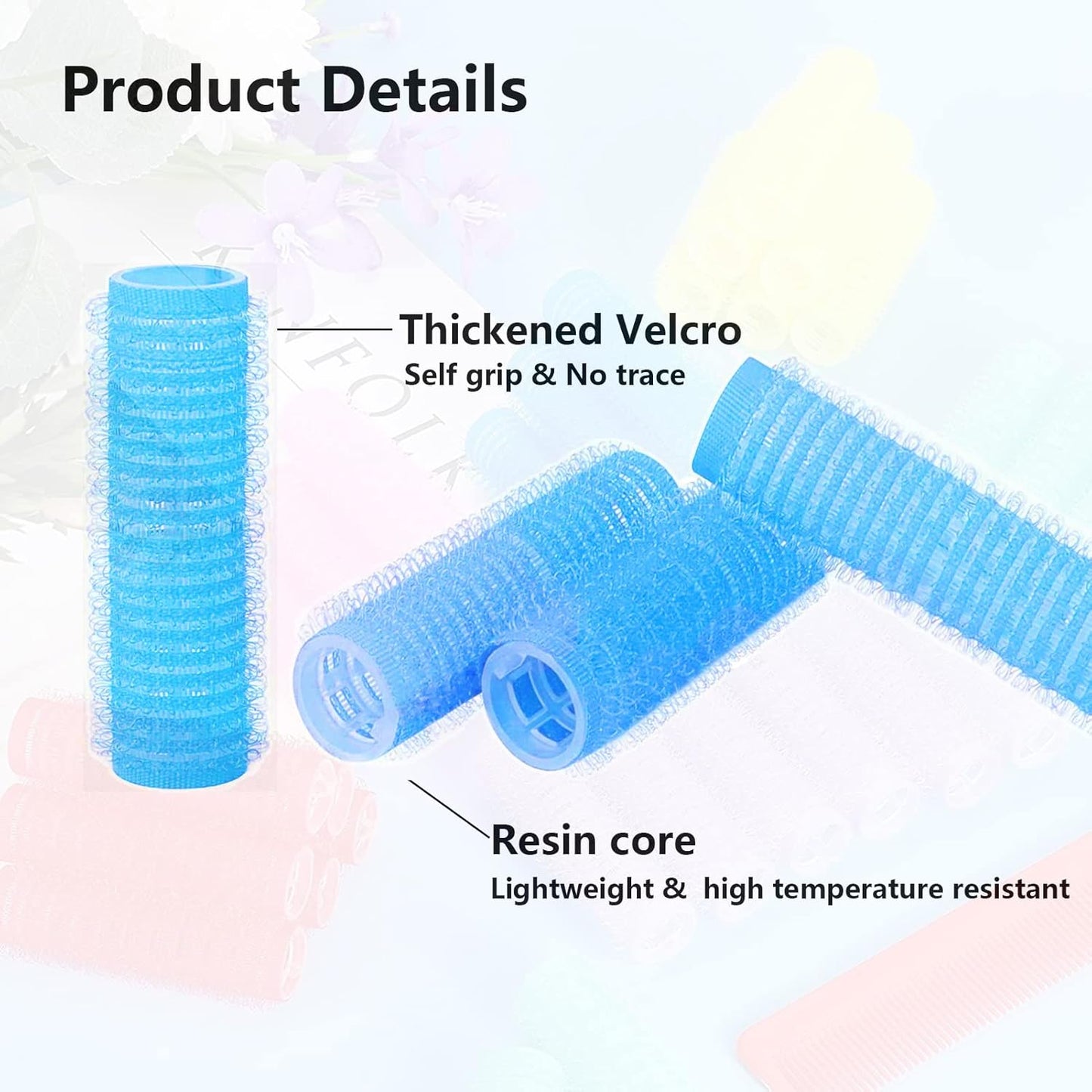 18PCS Self Grip Small Hair Curlers Heatless Roller Hair Curlers Pro Salon Hairdressing Curler DIY Curly Hairstyle Hair Rollers Tools Rat Tail Comb for Women Medium Short Hair(Light Blue)