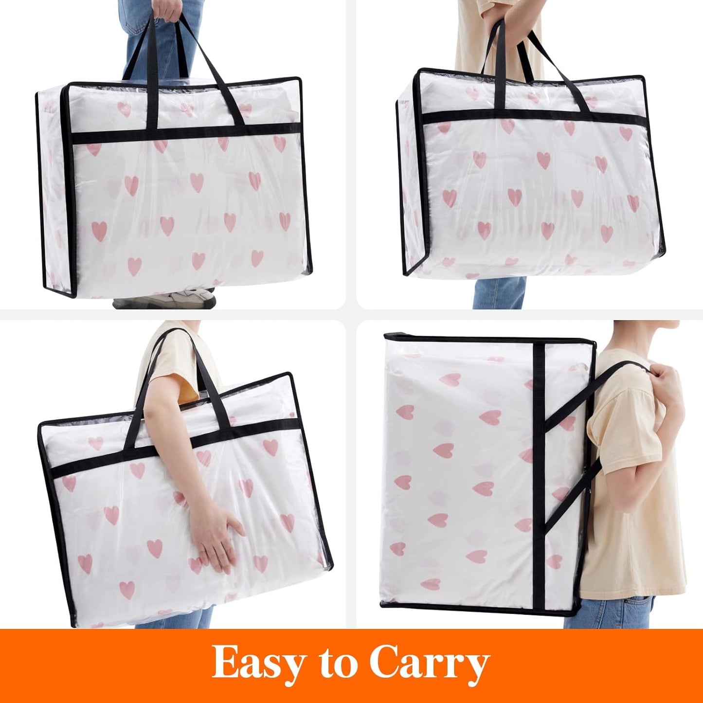 Lifewit 2 Pack Clear Clothes Storage Bags, 75L Large Plastic Blanket Storage, Vinyl Foldable Moving Bags with Zipper, Closet Organizers Containers for Comforter, Bedding, Duvet, Pillow