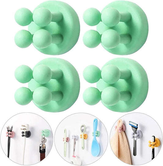 iBetterLife Silicone Toothbrush Holders for Bathrooms - 4Pcs Razor Holder for Shower Wall Mount Self Adhesive Cute Utility Dorm Room Kitchen Office Organizer Storage Hook for Kids Hanging Loofah Towel