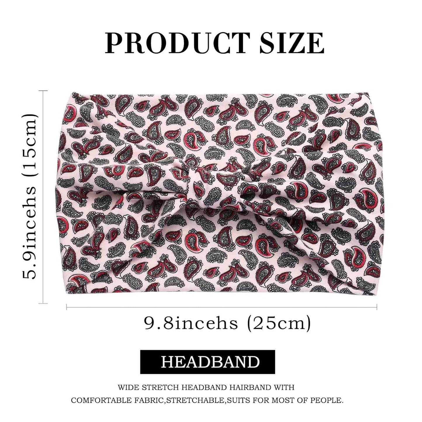 Acenail Wide Headbands Women Knotted Turban Headband Elastic Non Slip Hairbands Floral Workout Head Bands Yoga Cotton Hair Scarfs Boho Head Wraps Fashion Hair Accessories for Women 4Pcs(Chic)