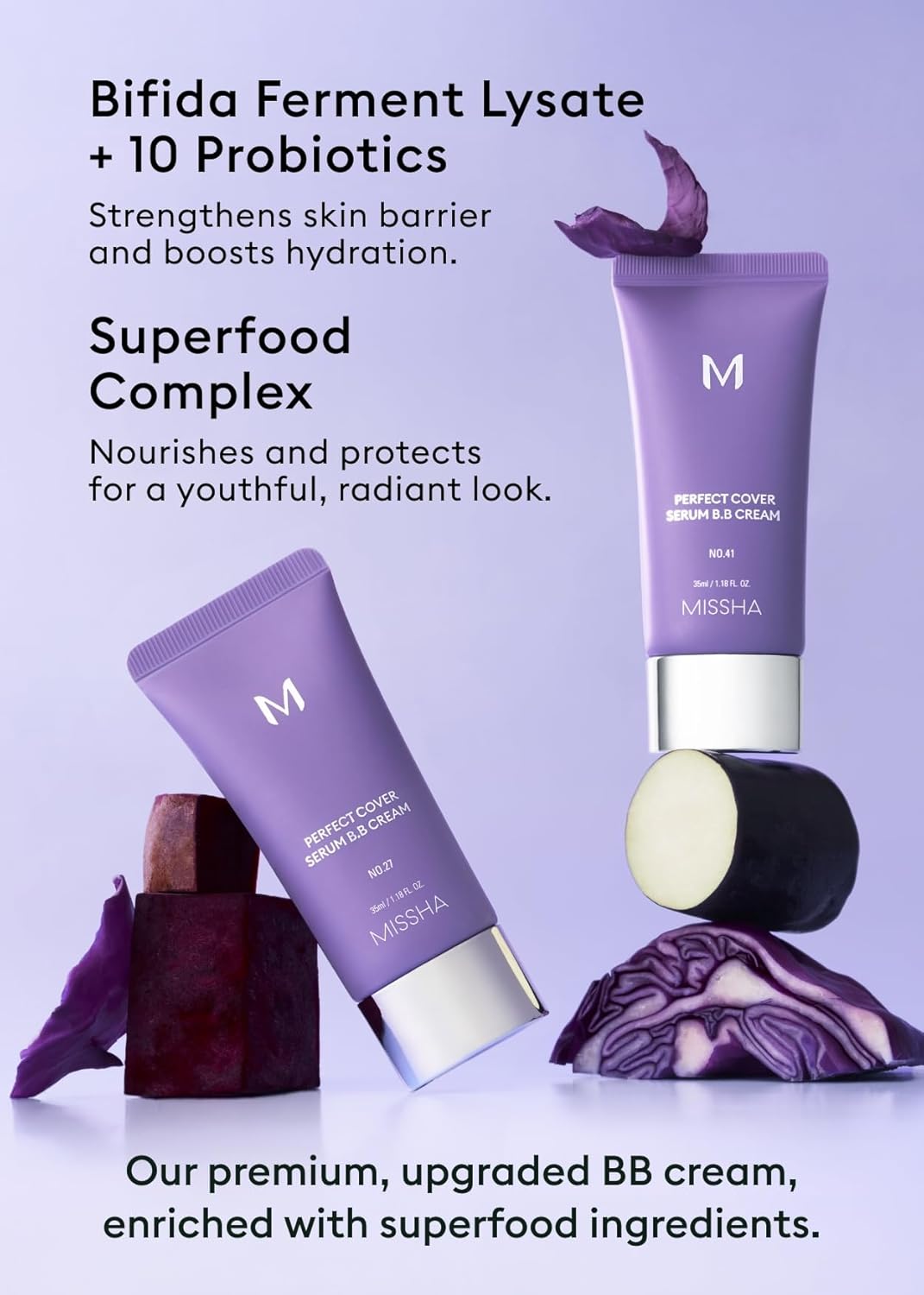 MISSHA M PERFECT COVER SERUM BB CREAM No.21 Light Beige - Light with Cool Undertone, BB Cream by Cardi B Pick, Skin Tint, Tinted Moisturizer, Skin Care Foundation Makeup, Korean Makeup,1.18 Fl oz