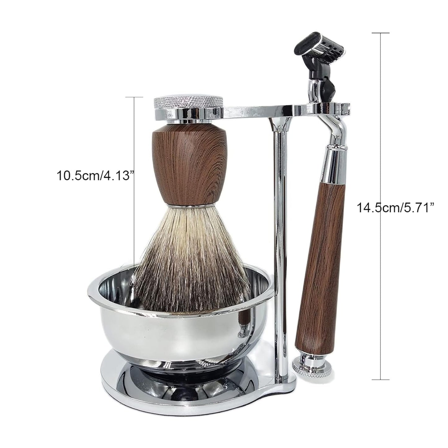 Deluxe Men Shaving Kit Includes Pure Badger Hair Shaving Brush and Bowl Kit,Compatible with Mach 3 Triple Blade 3-Layer Intimate Razor,Clean Shave Birthday Christmas Original Shaving Set