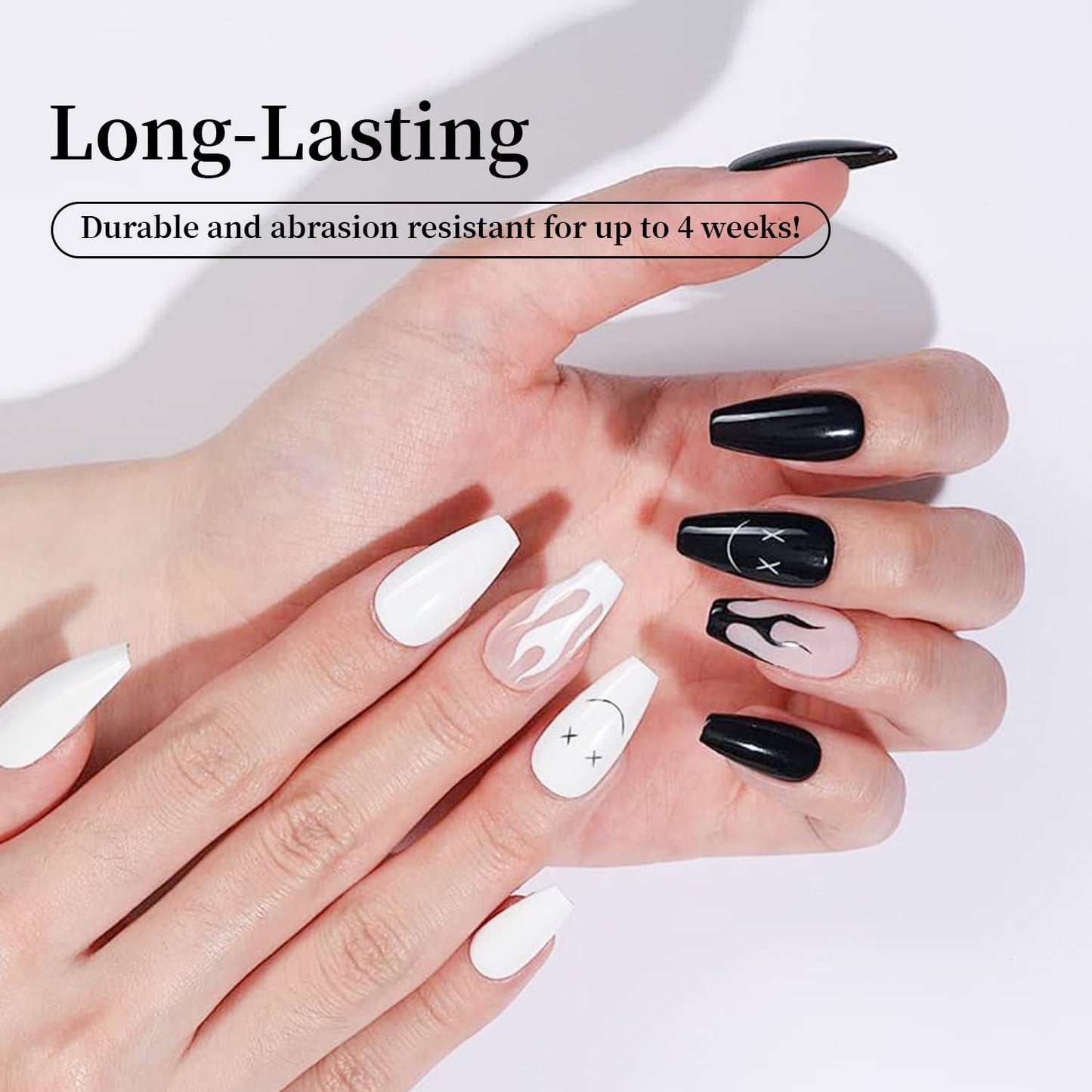 JODSONE 2Pcs Gel Nail Polish Set 10ml Black and White Gel Polish,Soak Off LED U V Nail Gel Manicure All Seasons Gel Polish Nail