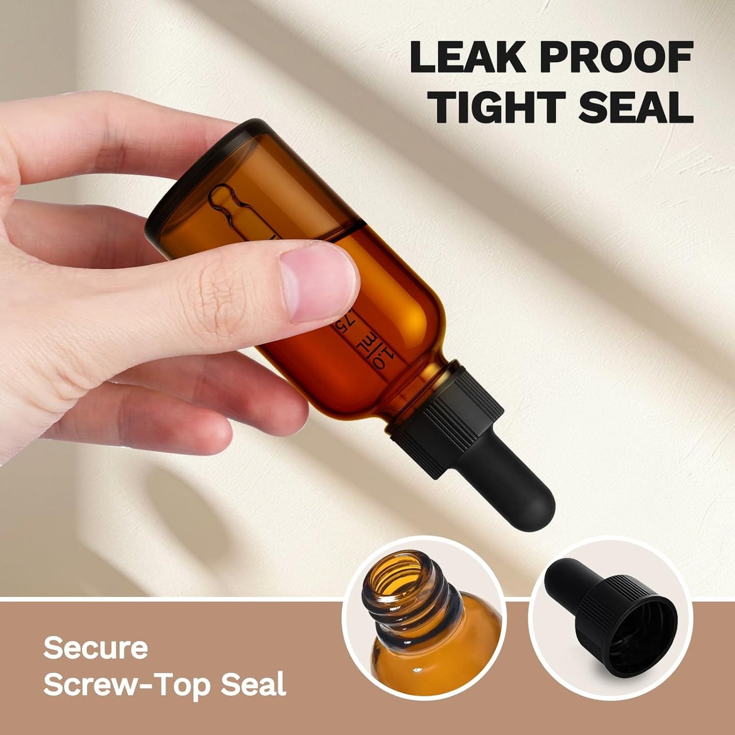 Bumobum Dropper Bottle, 1 oz Amber Glass Dropper Bottle with Measured Dropper, Empty Eye Tincture Bottles with Funnel & Labels for Essential Hair Oils Serums, 4 Pack