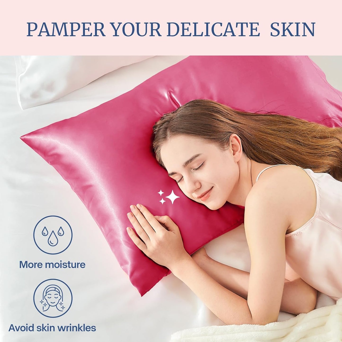 BEDELITE Satin Pillowcase for Hair and Skin, Super Soft Similar to Silk Pillow Cases 4 Pack with Envelope Closure, Cooling Pillowcases for Women Men (20"x26" Standard Size, Hot Pink)