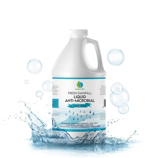 AntiMicrobial Hand Soap, 64 oz Bulk Refill - Antibacterial Hand Soap, Gentle, Scented Moisturizing Hand Soap for Kitchen and Bathroom - Fresh Rainfall