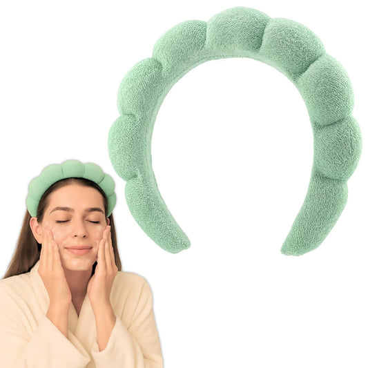 Skincare Headband - Hair band for Washing Face & Makeup Headband for Women - Terry Cloth Hairband for Spa & Skincare Routines - Perfect for Face Wash & Makeup Application (Pastel Green)