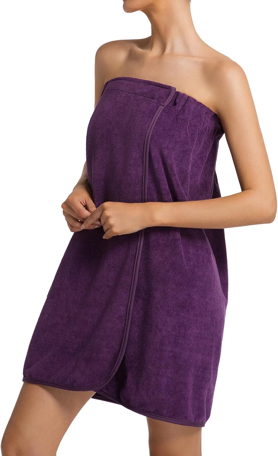 Womens Bath Body Wrap Towel Lightweight Shower Spa Wrap Robe Adjustable Closure Bathrobe