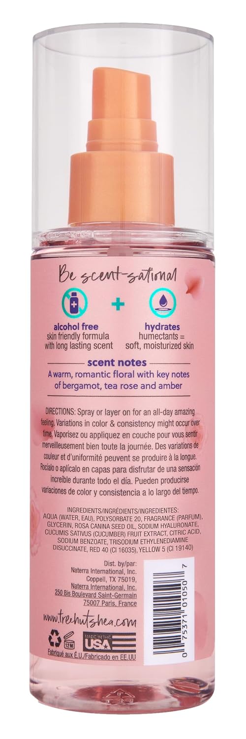 Tree Hut Moroccan Rose Fragrance Mist, Refreshing Body Spray & Body Mist with Essential Oils, Light Sheer Floral Scent for Women, Perfect for Everyday Wear & Scent Layering, 6 fl oz