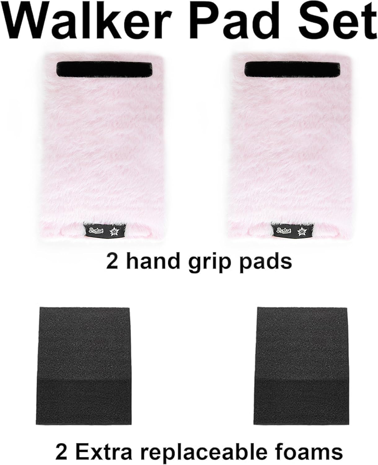 SPRING SEAON Walker Hand Pads Fluffy Walker Handle Cushions Non-Slip Universal Walker Grips Padded Hand Covers Soft Pads for Walkers for Seniors Walker Pads for Handles Folding Rolling Wheelchair, Rollator Handle, Elderly Grippers 2 Pack