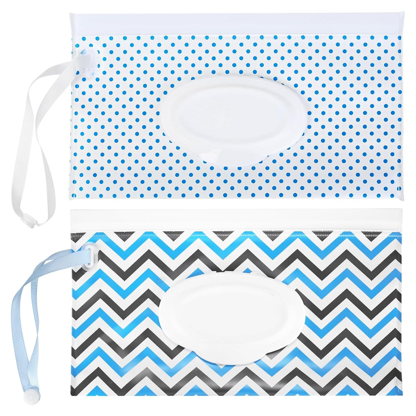 Baby Wipes Dispenser, 2 Pcs Travel Baby Wipe Holder, Refillable Baby Wet Wipe Pouch, Reusable Baby Wipes Container, Portable Wipe Dispenser, Wipe Bags for Travel, Wave and Plaid Patterns