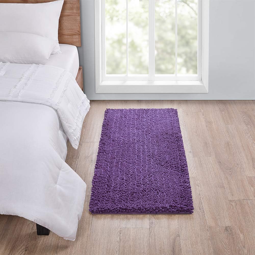 Walensee Large Bathroom Rug Non Slip Bath Mat (72x24 Inch Lavender) Water Absorbent Super Soft Shaggy Chenille Machine Washable Dry Extra Thick Perfect Absorbant Best Plush Carpet for Shower Floor