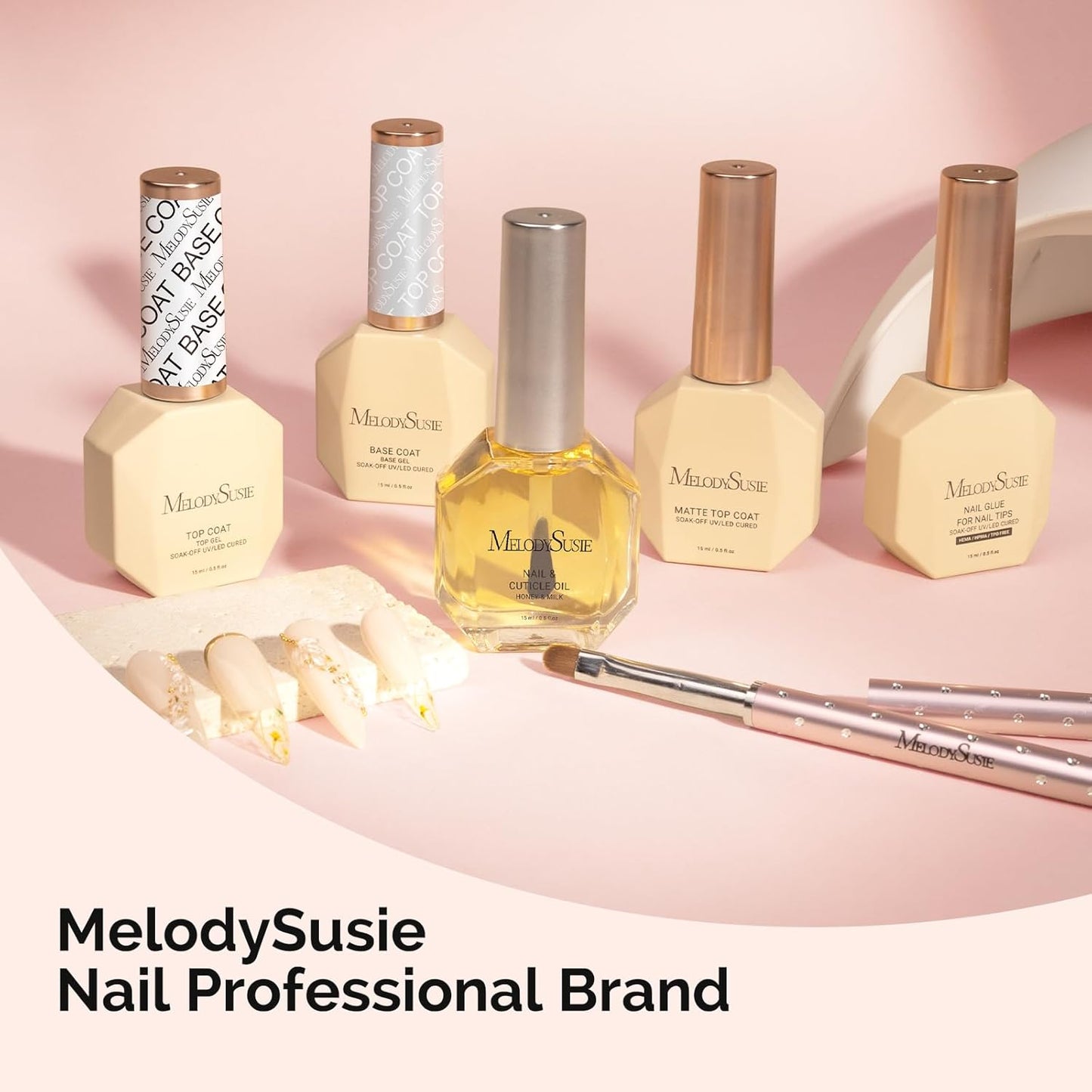 MelodySusie Base Coat Long Lasting Soak Off UV LED Nail Lamp Nail Polish Art Design Manicure Kit Perfect Gifts for Women Girls 1 Pcs 15ml