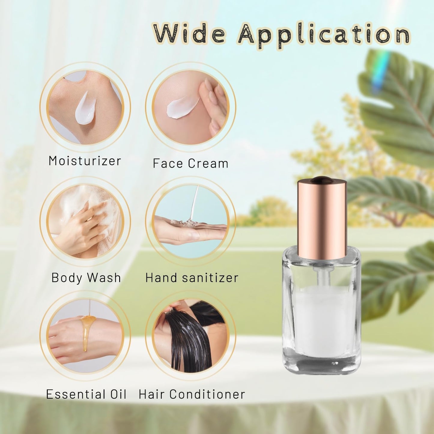 6Pcs 15ml/0.5oz Small Clear Pump Bottle with Gold Lid Glass Lotion Jars Travel Size Liquid Foundation Dispenser Refillable Cosmetic Containers for Cream,Shampoo,Conditioner