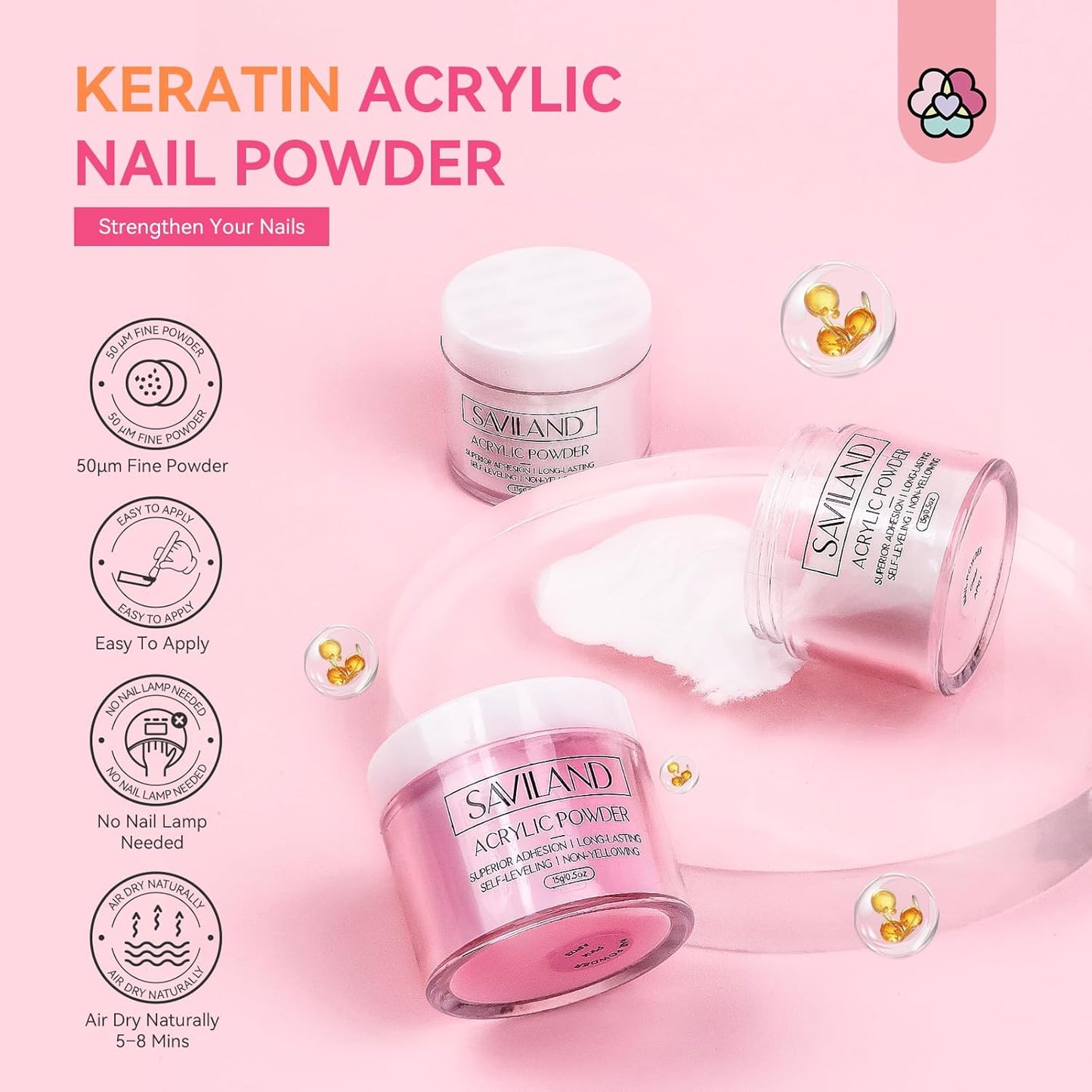 SAVILAND Acrylic Nail Kit with Drill: Professional Nail Kit Acrylic Set for Beginners with Everything Gel Polish U V Light Decorations for Home Salon Gift Set