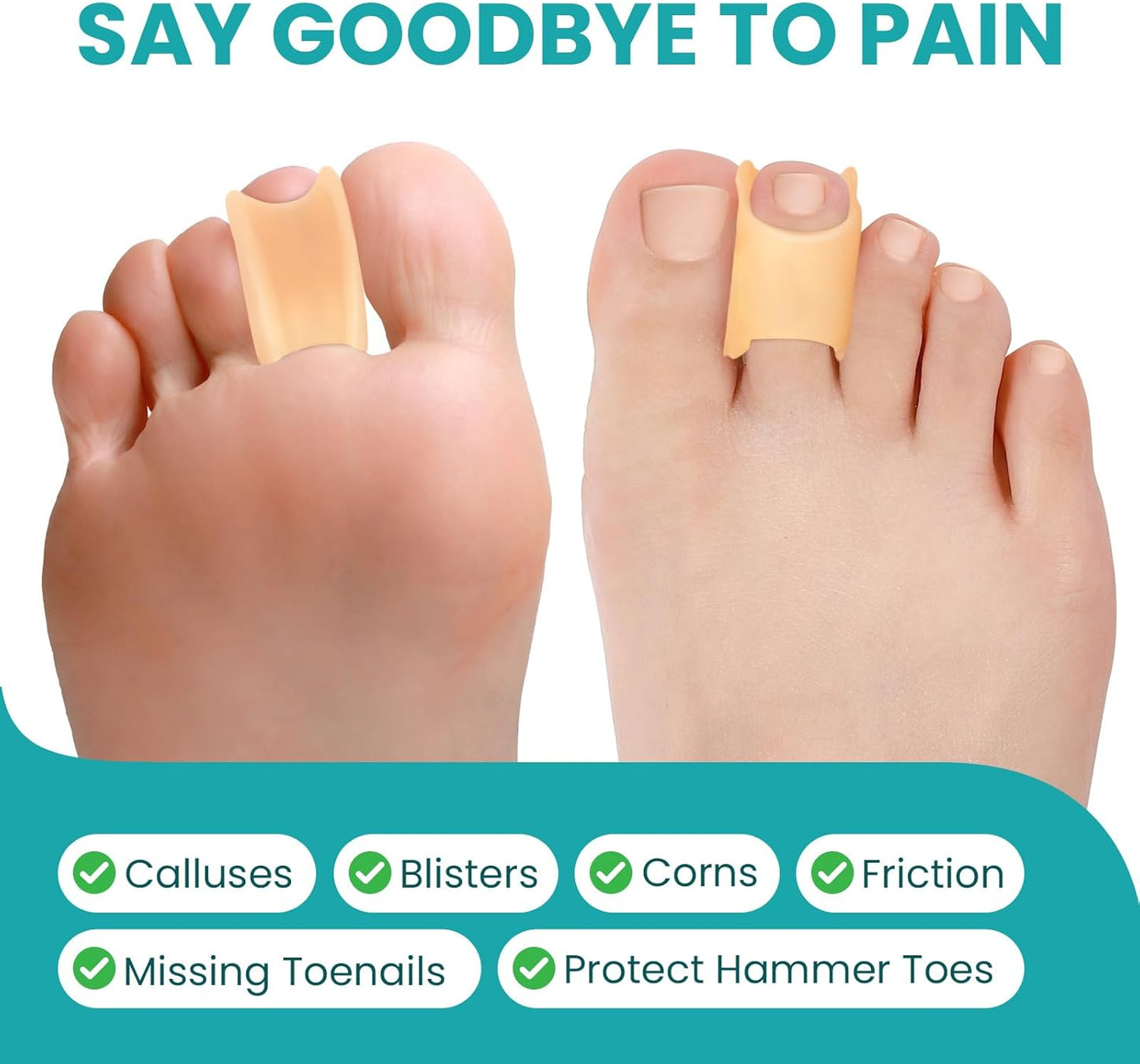 Hammertoe Corrector for Women - Soft Gel Toe Straighteners - Realign Bent, Curled, Crooked, Claw, Bunion, Hammer Toes - Toe Corrector for Men（6 Count, 3 Different Sizes, Beige）