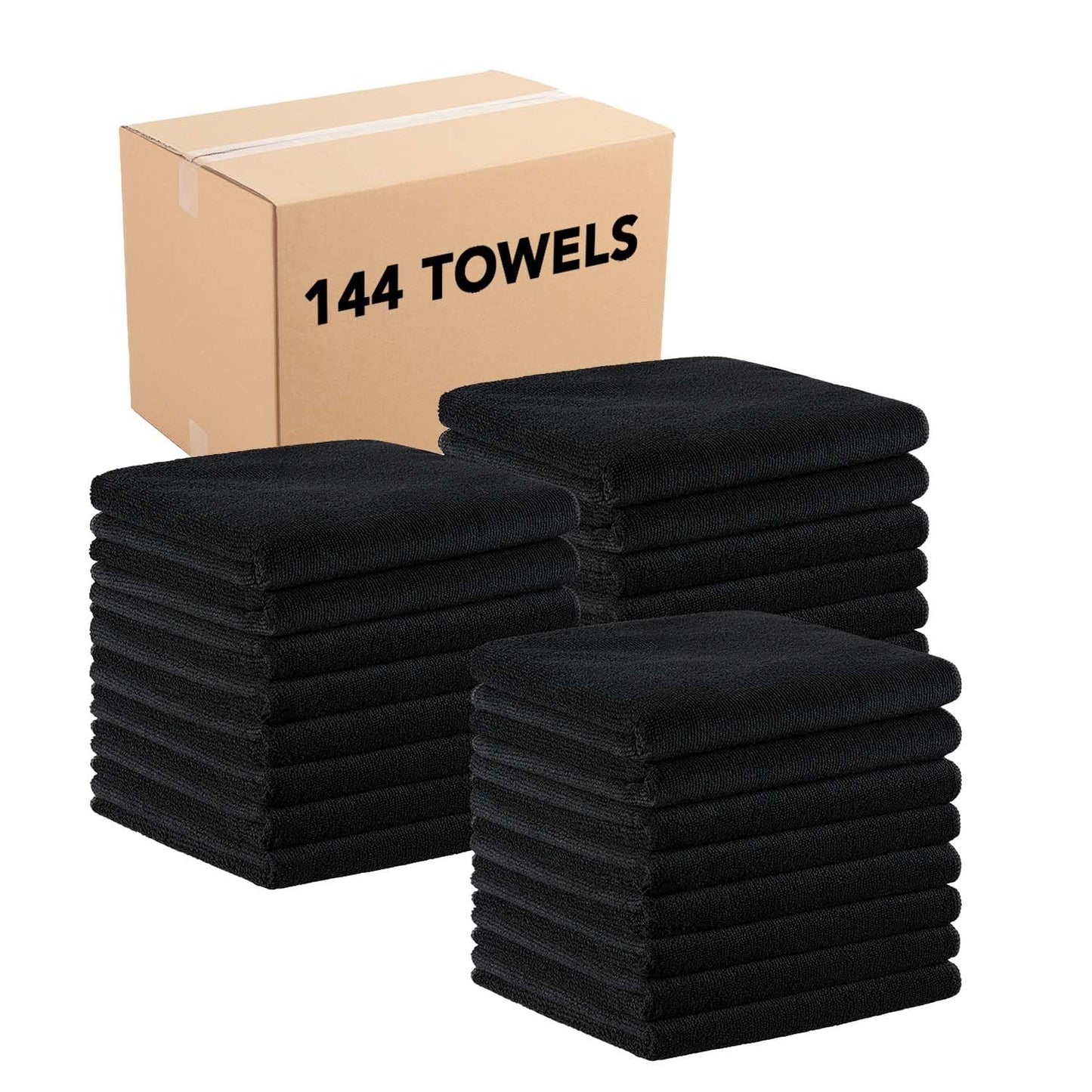 Arkwright Bleach Proof Salon Towels Bulk - Case of 144 - Ultra Soft, Gentle Microfiber, Highly Absorbent & Quick Dry Spa Facial Towel for Hair Stylist, Nail Shop, and Esthetician, 16 x 27 in, Black