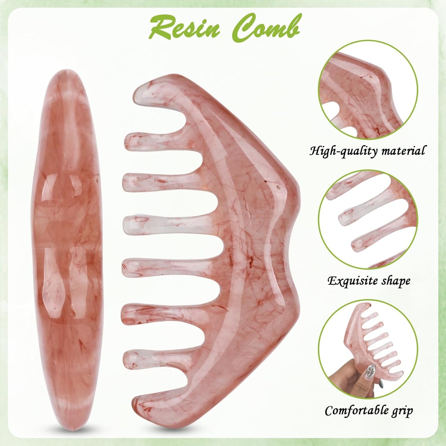 2 Pcs Jade Eye Mask and Scalp Massage Comb Set, Natural Jade Stone Hot & Cooling Eye Mask for Puffy Eyes & Help Soothe Eye Fatigue, Resin Scalp Massager Tool for Relaxation and Head Care