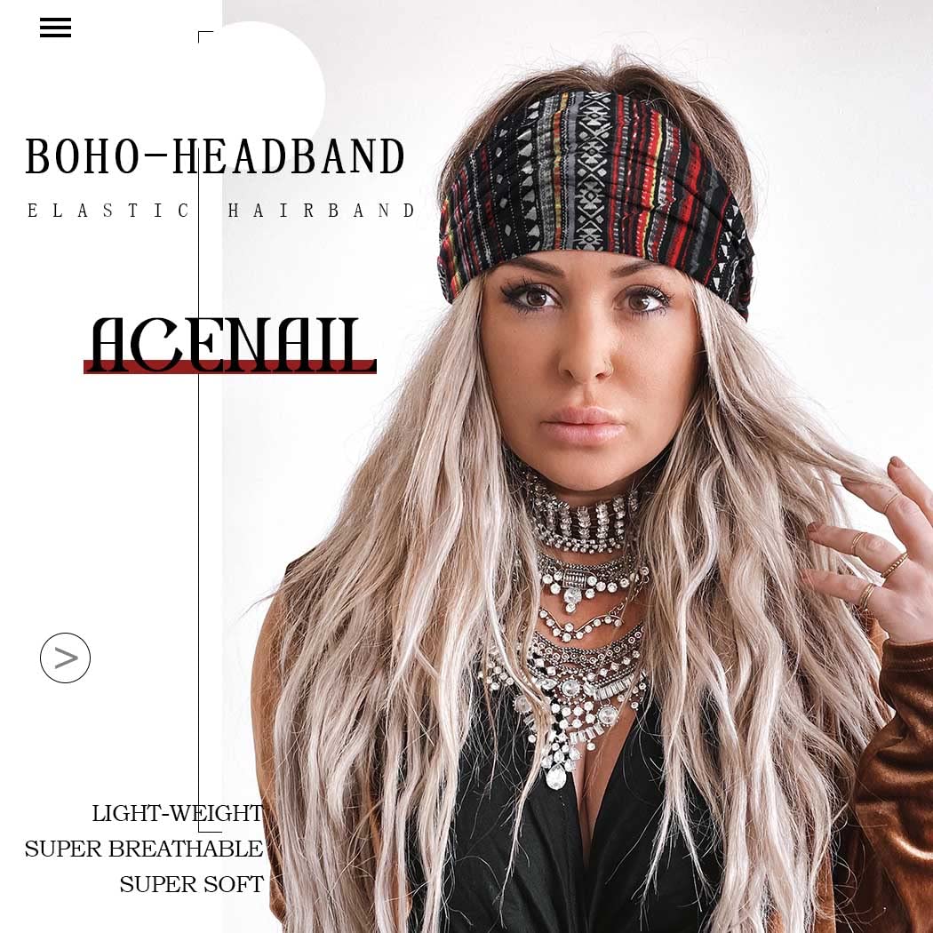 Acenail Wide Headbands for Women, 4 Pack Knotted Turban Headband, Non Slip Hairbands, Floral Workout Head Bands, Leopard Yoga Sweatbands, Cotton Hair Scarfs, Boho Head Wraps, Fashion Hair Accessories