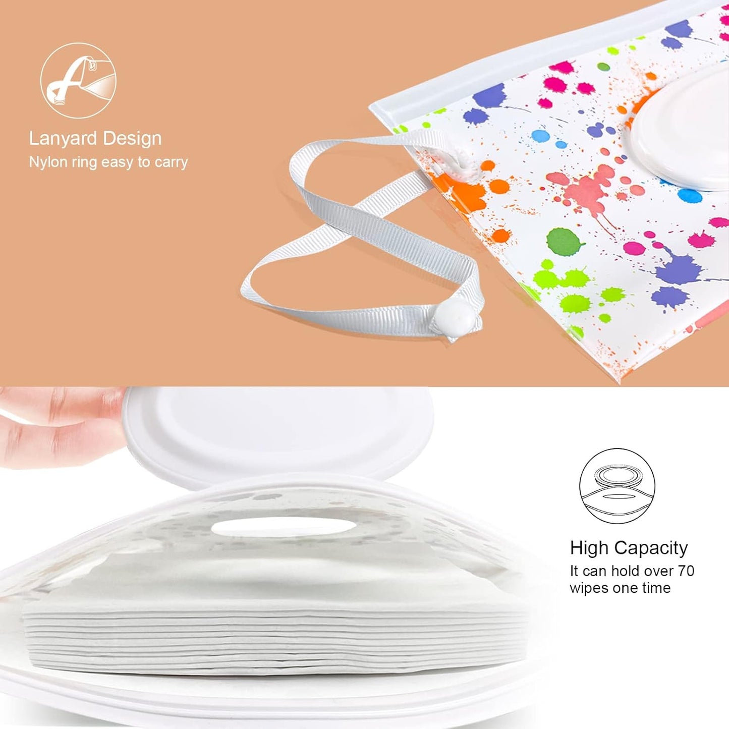 6pcs Portable Wet Wipes Pouch, KALYLOC Reusable Baby Wipe Dispenser Pouch Container, Eco Friendly Travel Wet Wipes Holder with Sealed Zipper