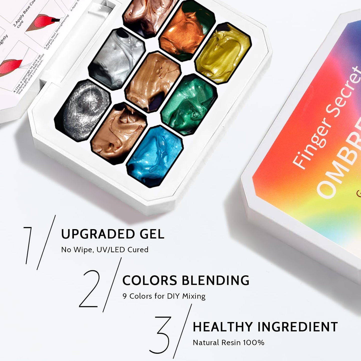 Sponge Pat Paint Nail Gel & Tools Kit, 9 Colors Ombre Nails Gradient Gel Nail Blush Blooming Aura Nails Drawing Stripper Floral Painting Nail Art, No Wipe, UV/LED Curing (9 Colors Set L)