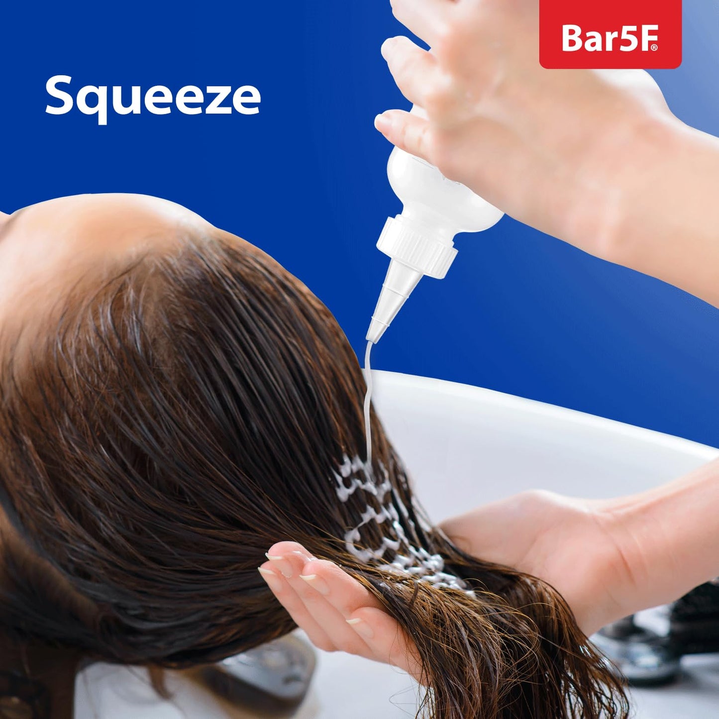 Bar5F 6-Pack Soft Squeeze Hair Applicator Bottle for Hair Treatment, Scalp Oil, Root, Color, 4 Ounce Translucent with Measuring Scale and Cap, BPA Free | Set of Bulk