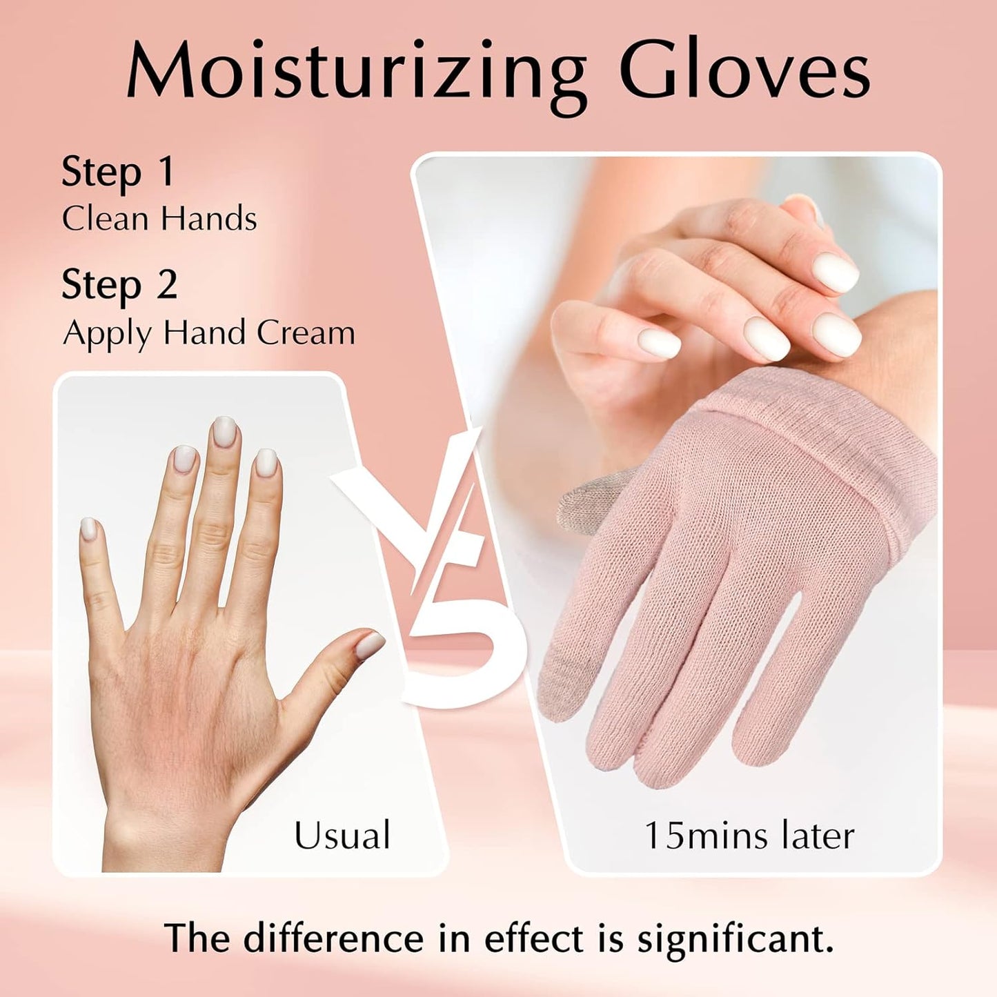 Evridwear Cotton Moisturizing Gloves Overnight Touchscreen for Dry Hands SPA Eczema Hand Care, Day and Night Moisturizing Sleeping Gloves (2 Pair S/M, Feather Weight Pink Color)