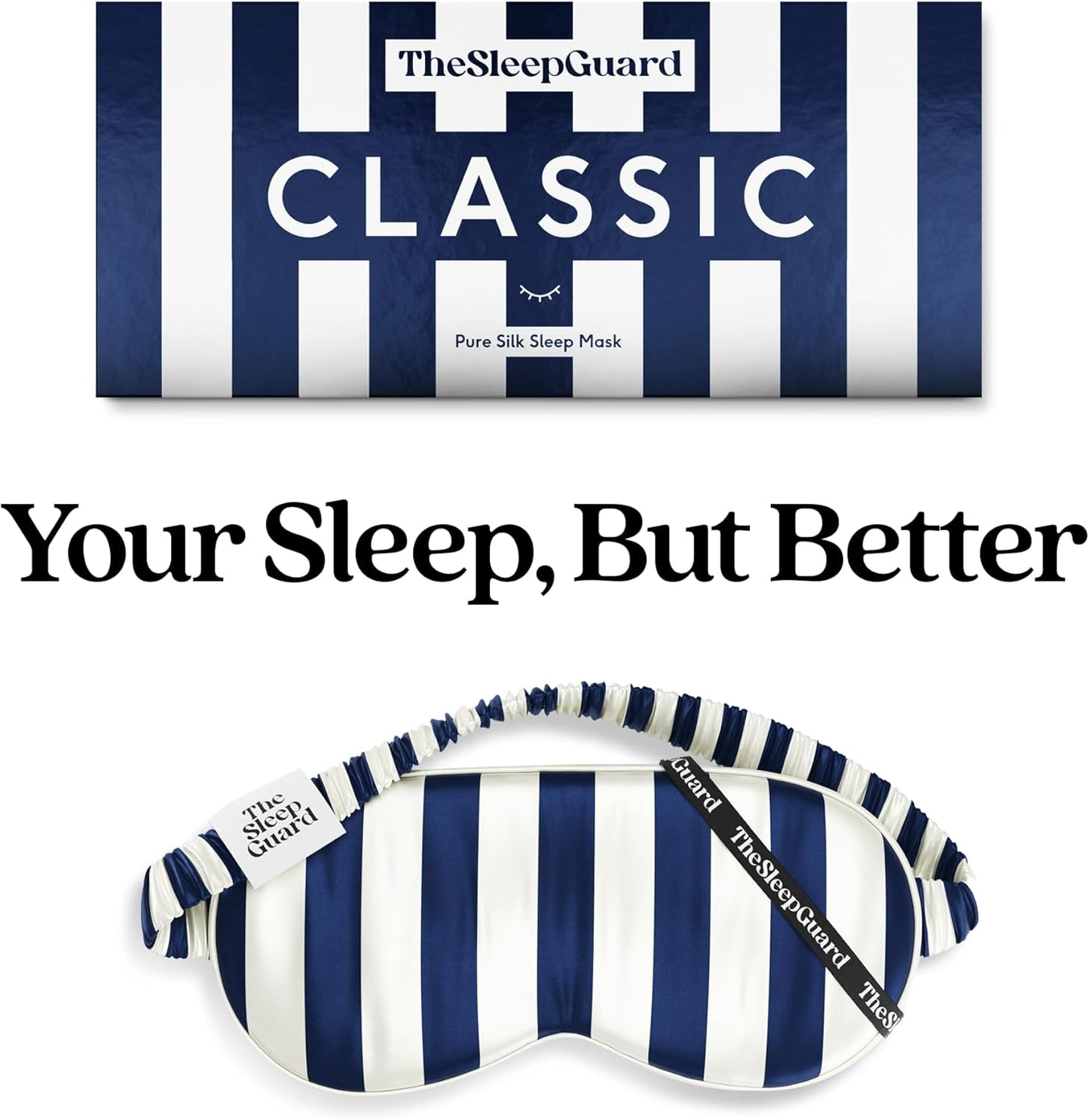 TheSleepGuard Pure Silk Sleep Mask [100% 6A Mulberry Silk, 22 Momme] Light Blocking Travel Essentials. Eye Masks for Sleeping. Black Oeko-Tex Blindfold. Eye Covers for Men & Women