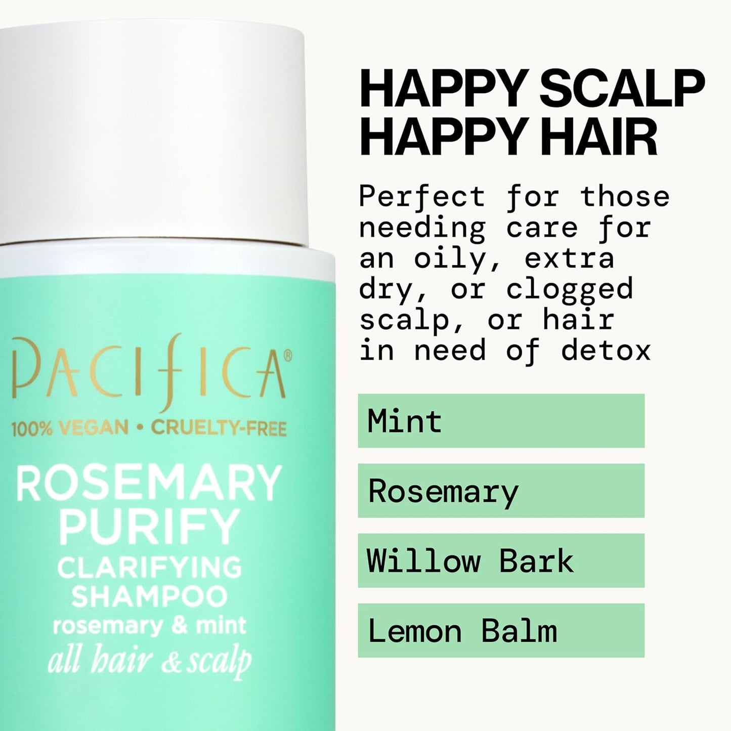 Pacifica Shampoo & Conditioner Set – Rosemary Purify Invigorating Set with Cooling Mint for Clarifying and Detoxing, Sulfate-Free, Vegan & Cruelty-Free, 12 oz & 8 oz (Set of 2)