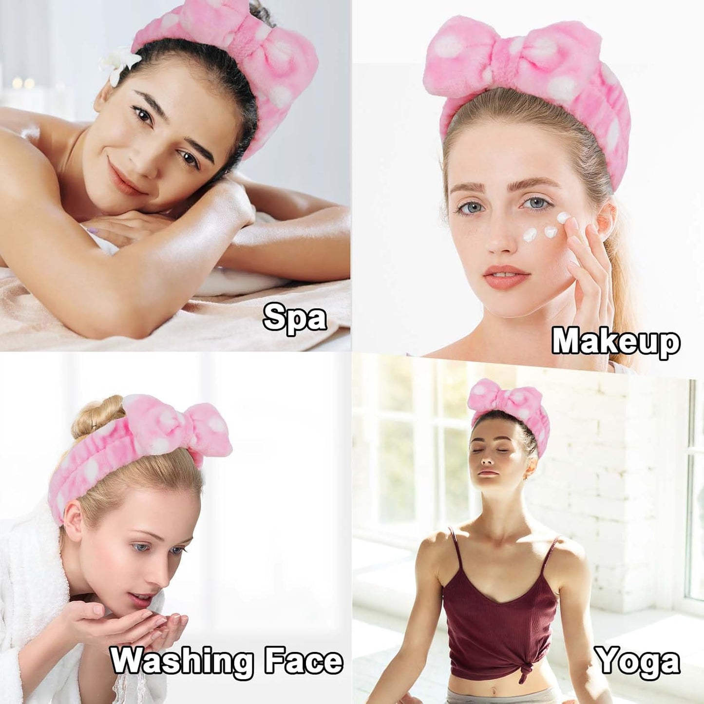 Casoty 6 Pcs Makeup Hair Headbands, Soft Coral Fleece Spa Headband for Washing Face, Facial Headband for Face Washing Shower Skin Care Yoga