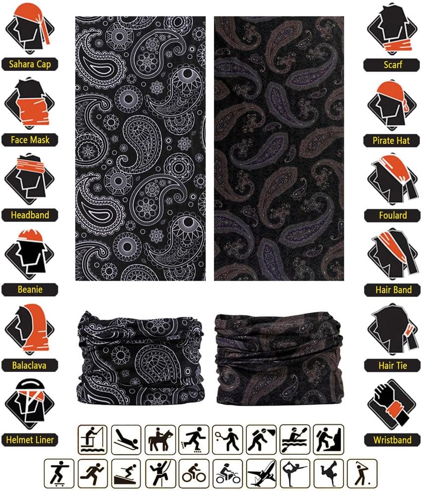 Headband Neck Gaiter Head Wrap Headwear Face Mask Magic Scarf Bandana for Men and Women