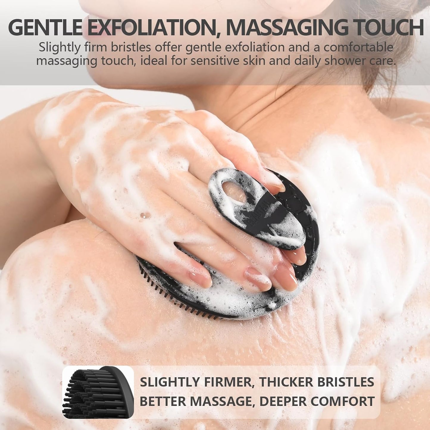 Silicone Body and Face Scrubber Set 5 Pack, BEAUTAIL Shower Bath Scrubber, Gentle Exfoliating Brush for Women Men Sensitive Skin, More Hygienic Than Traditional Loofah, Long Lasting, Black+Pink+Green