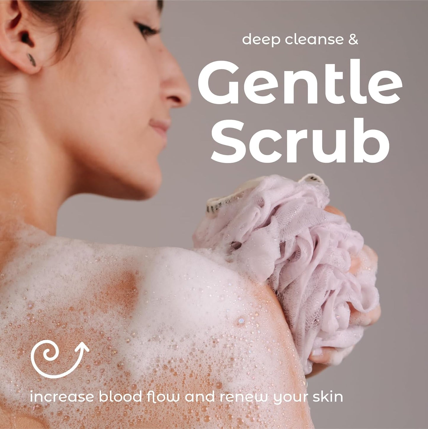 MainBasics Bath Shower Loofah Sponge Pouf Body Scrubber Exfoliator Body Wash Sponge (Set of 3, Perfectly Pink)