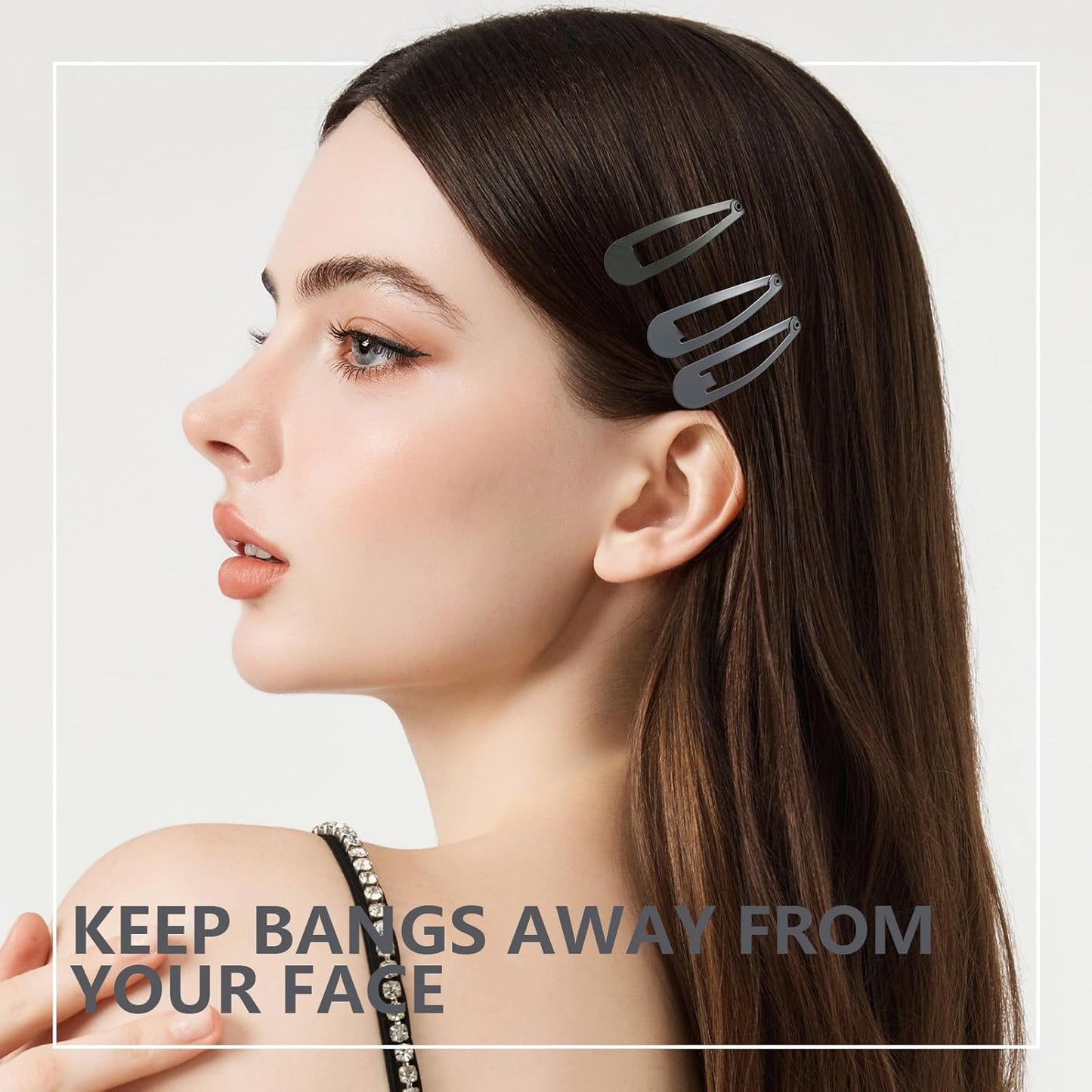 Teenitor Snap Clips, 48pcs Snap Hair Clips Hair Barrettes and 100pcs Clear Hair Bands, Metal Hair clips Barrettes for Women Girls, 2 Inch barrette clips Matte Black Grey Green Taupe