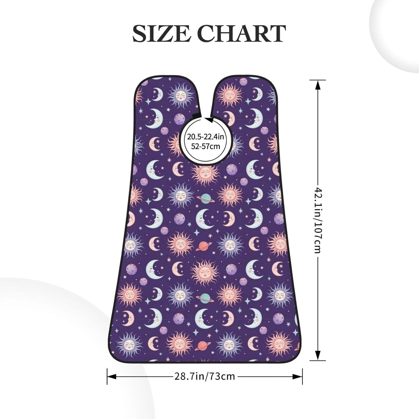 Beard Bib with 3 Suction Cups, Non-Stick Waterproof Hair Catcher Apron, Men's Shaving Essential for Grooming, Purple Galaxy Night Star Sky Trippy Sun and Moon Shave Bib