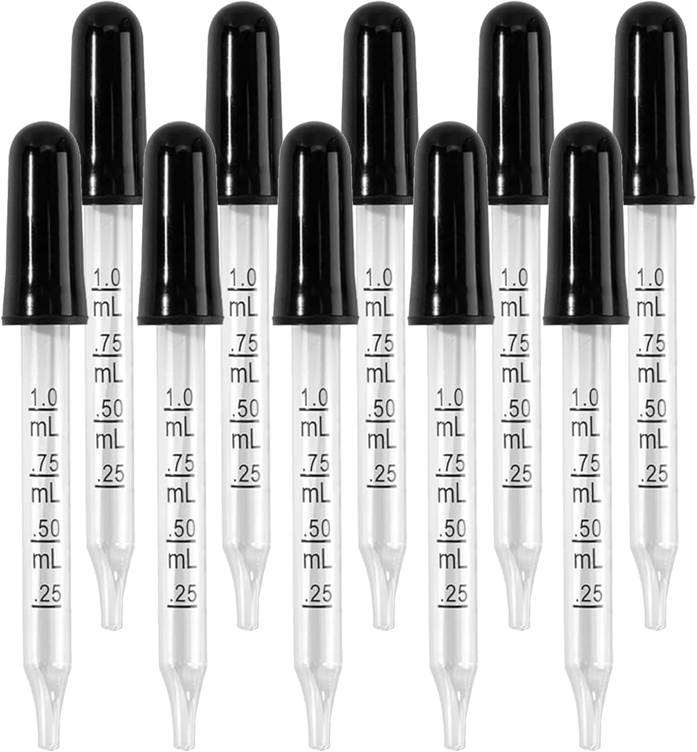 AOMI Glass Eye Dropper for Oils, 10pcs 1ml Glass Dropping Pipettes for Essential Oil, Lab, Medicine, Crafts or Transferring Other Liquid with Rubber Head, Straight Tube with Measurement