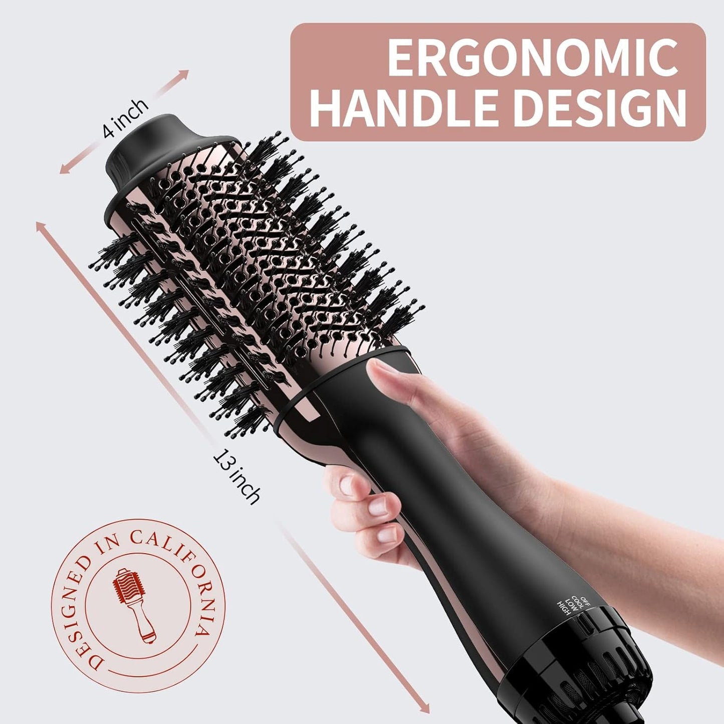 Hair Dryer Brush Blow Dryer in One, Upgraded 4 in 1 Hair Dryer and Styler Volumizer with Negative Ion Anti-frizz Ceramic Titanium Barrel Hot Air Hair Straightener Brush