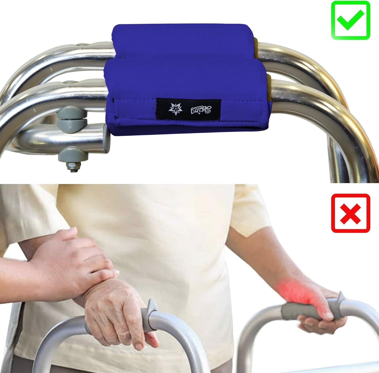 Universal Walker Hand Grip Padded Covers Non-Slip Cushion Foam for Folding Wheelchair Rollator Crutch Handle Pads 2-Pack Navy Blue
