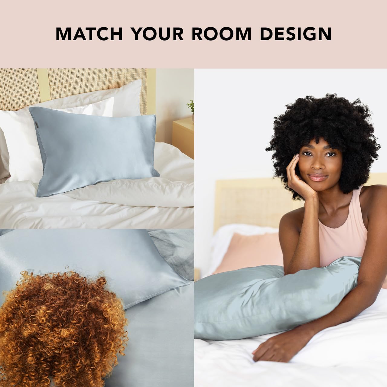 Kitsch Satin Pillowcase with Zipper for Hair & Skin, Softer Than Silk Pillow Cases Queen, Wrinkle-Free, Smooth and Cooling Satin Pillow Covers, Standard Size 19"x26", Haze Blue